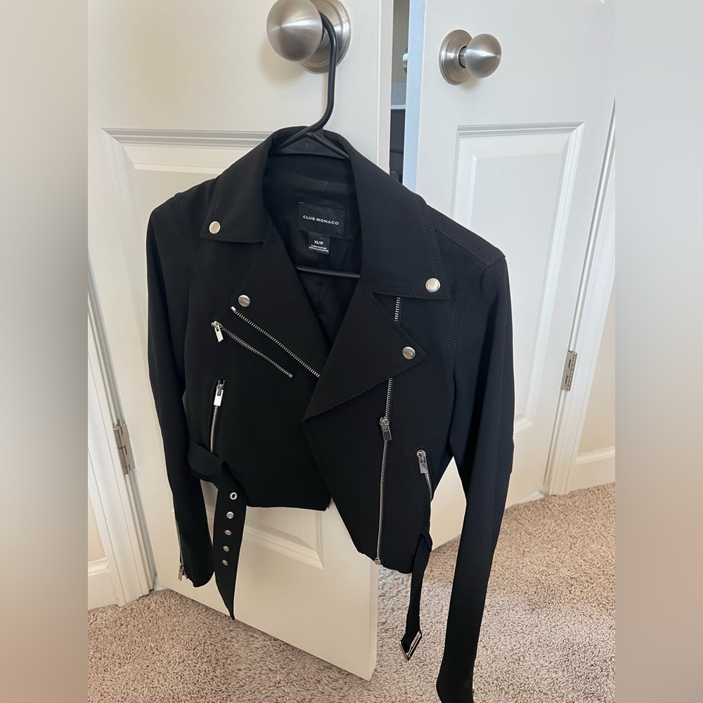 Club Monaco Black Moto Crop Jacket Women's Sz XS. Like New.